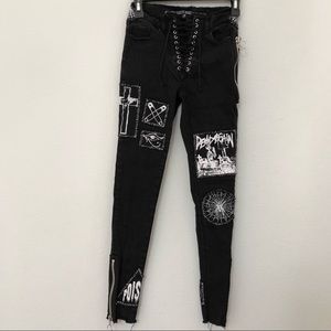 Current Mood Patch Lace Up Jeans